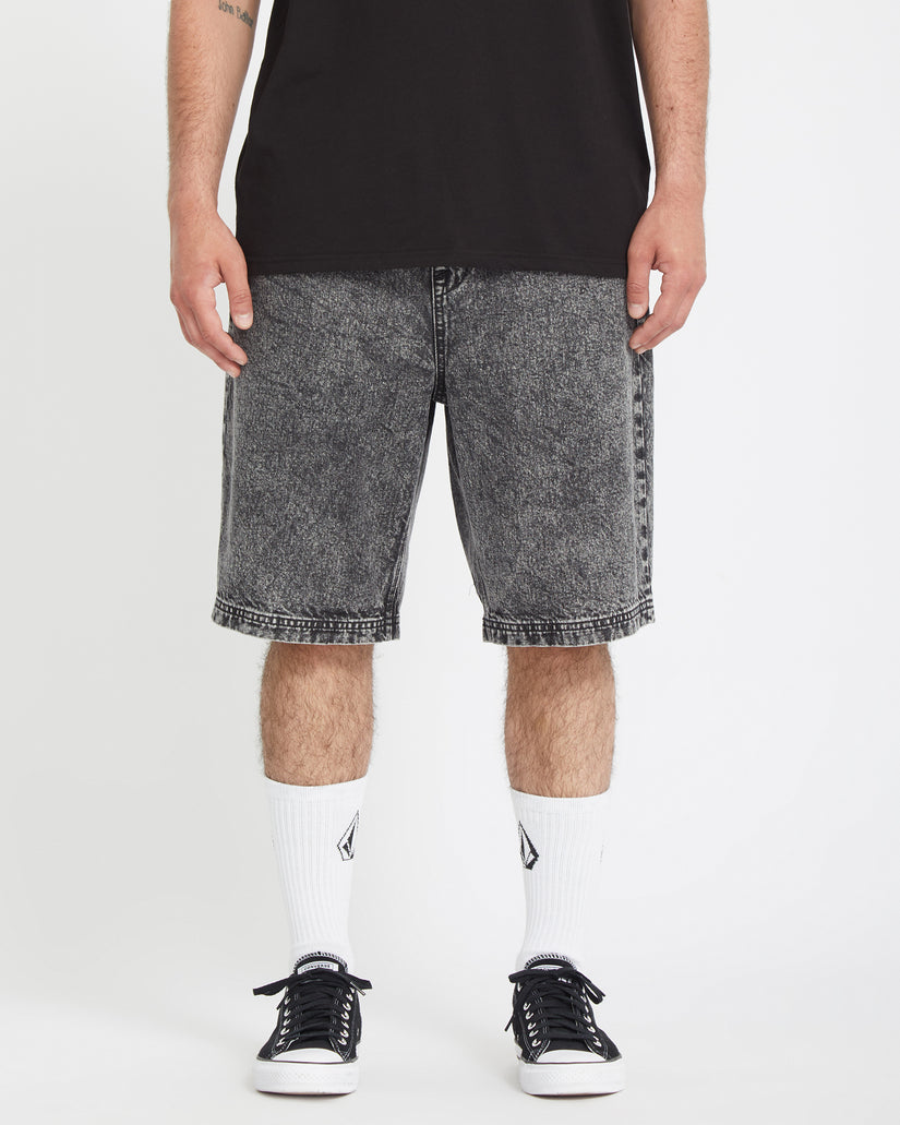 Freazy Loose Elasticated Waist 22" Shorts - LIGHT ACID BLACK