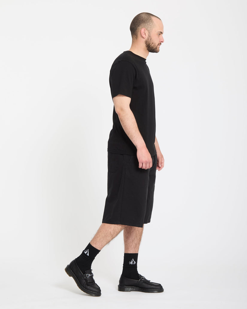 Chillow Pleat 24" Elasticated Waist Chino Shorts - Black
