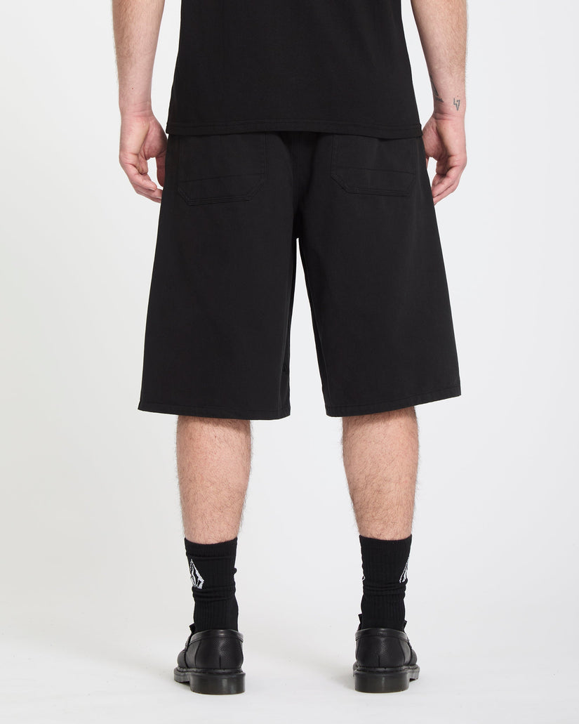 Chillow Pleat 24" Elasticated Waist Chino Shorts - Black