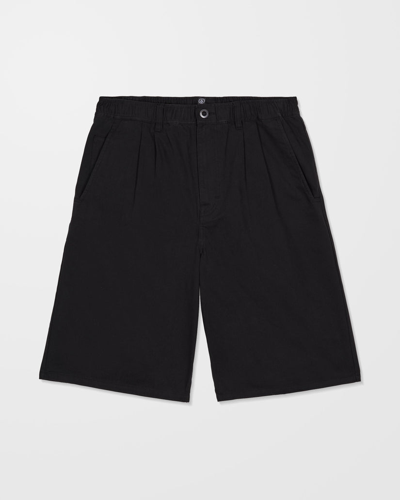 Chillow Pleat 24" Elasticated Waist Chino Shorts - Black