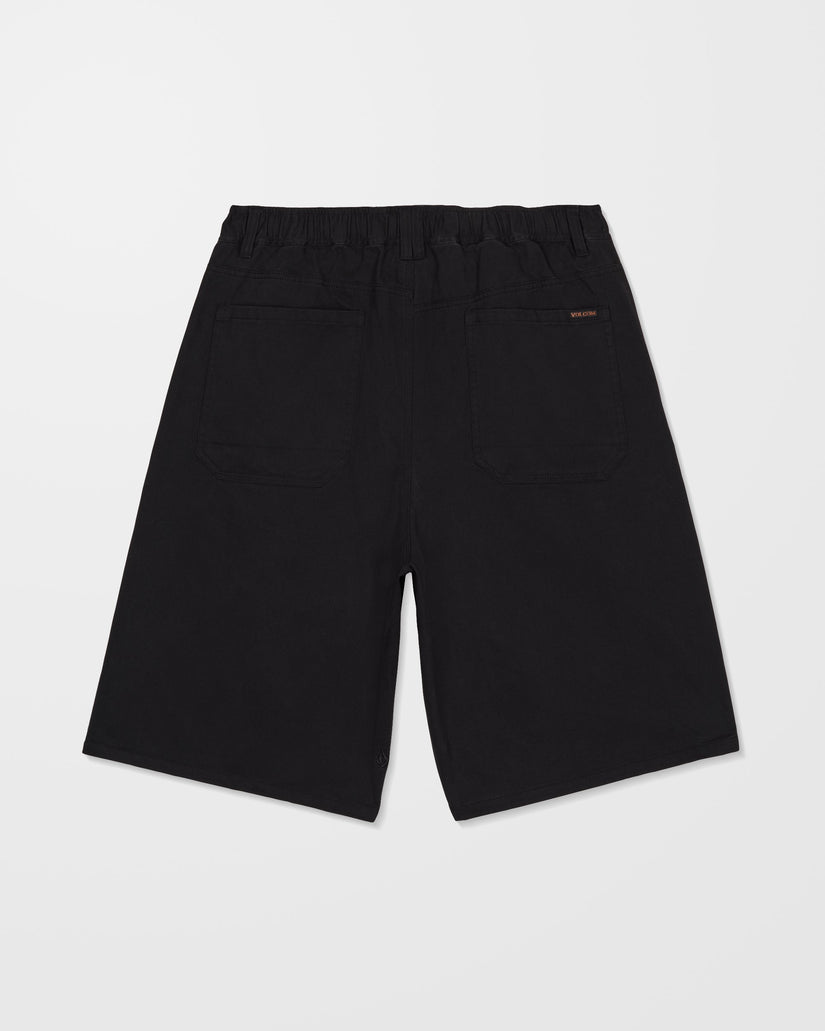 Chillow Pleat 24" Elasticated Waist Chino Shorts - Black