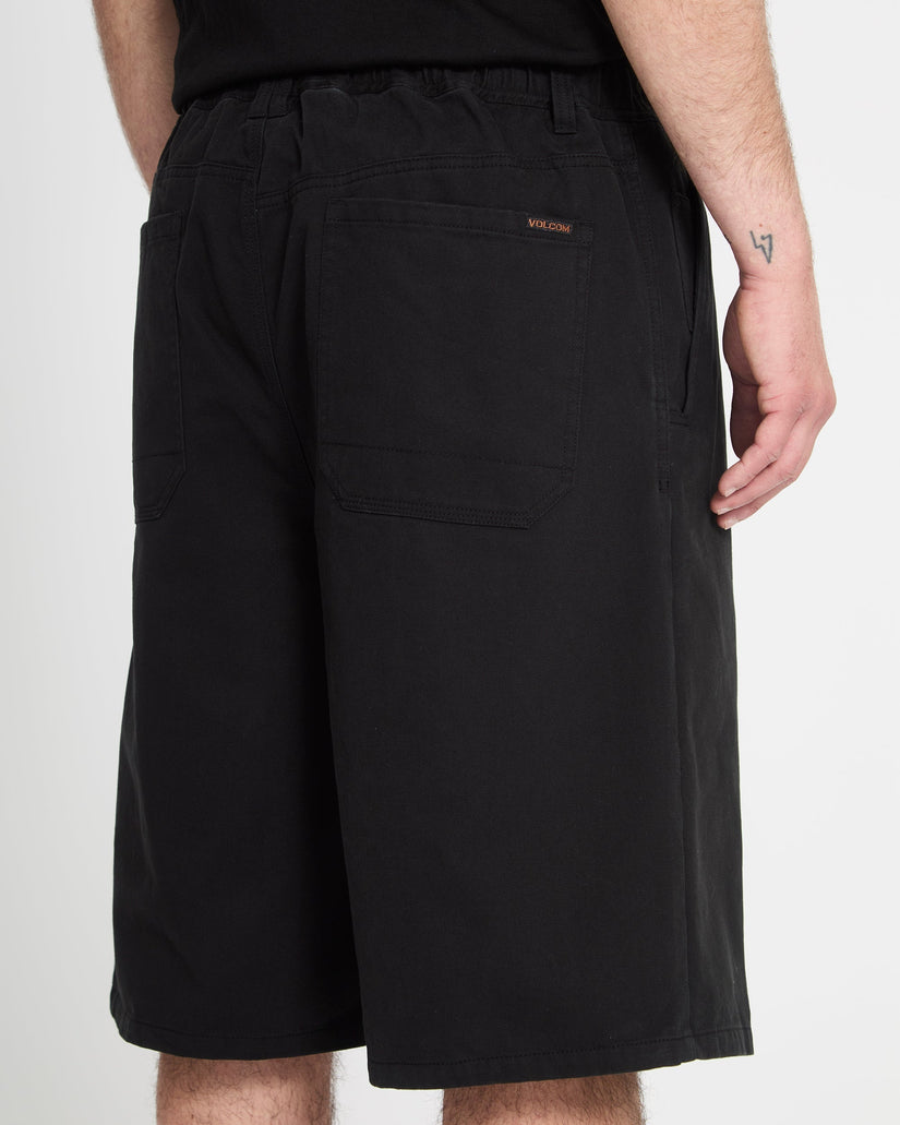 Chillow Pleat 24" Elasticated Waist Chino Shorts - Black