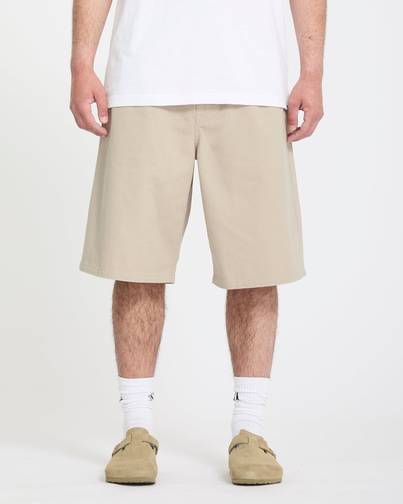 Chillow Pleat 24" Elasticated Waist Chino-Shorts - Light Khaki