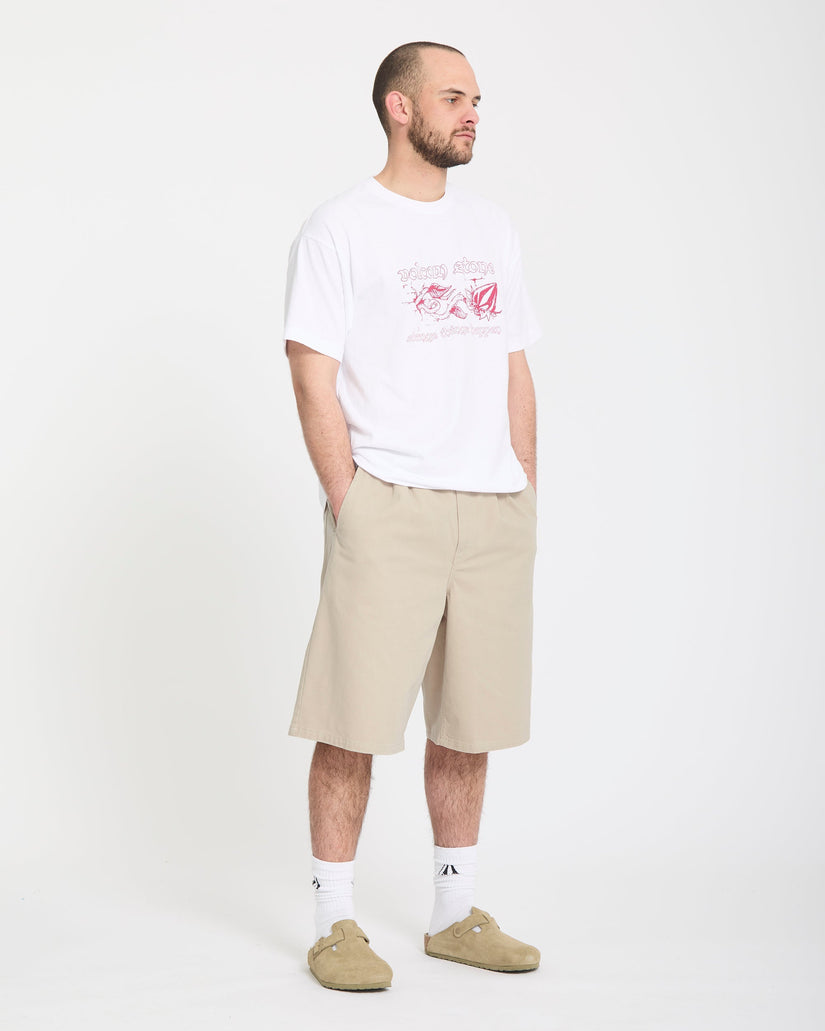 Chillow Pleat 24" Elasticated Waist Chino-Shorts - Light Khaki