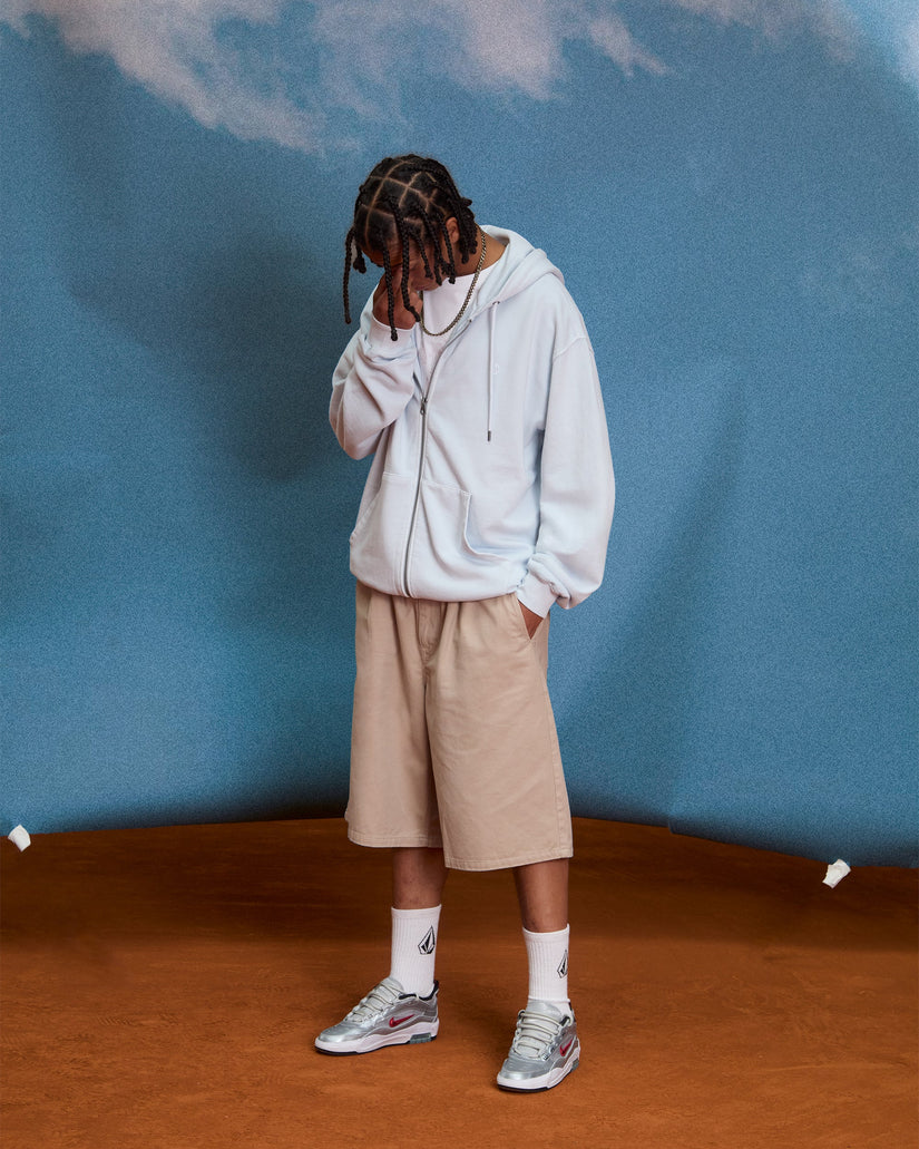 Chillow Pleat 24" Elasticated Waist Chino-Shorts - Light Khaki