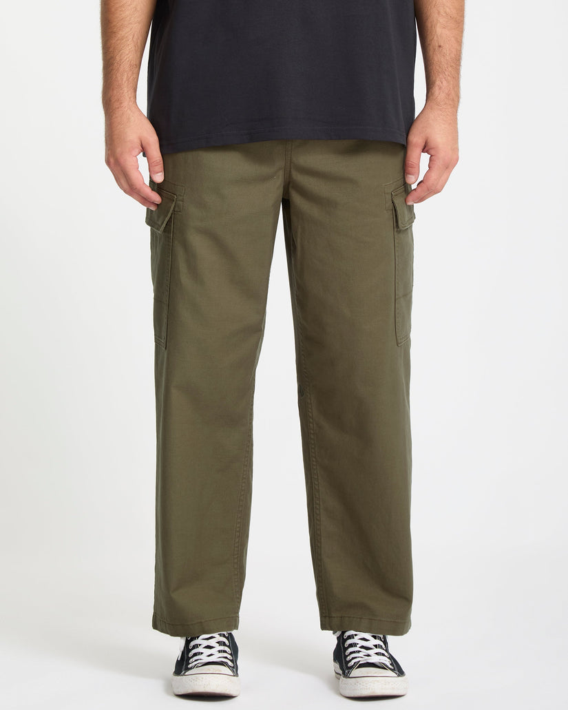 Billow Tapered Elasticated Waist Cargohose - Sage Leaf