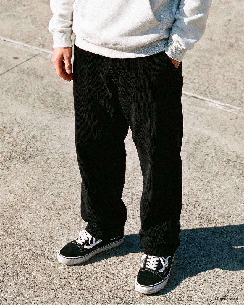 Freazy Loose Corduroy Hose - Black