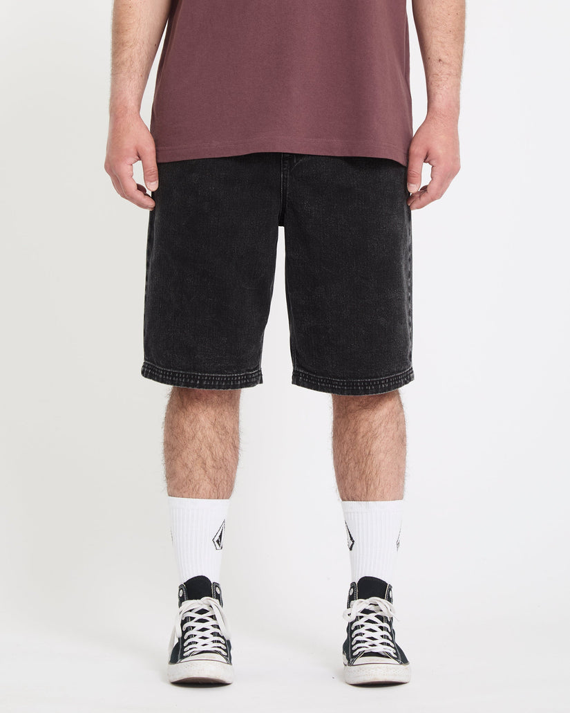 Freazy 22" Denim Elasticated Waist Shorts - Blackity Black