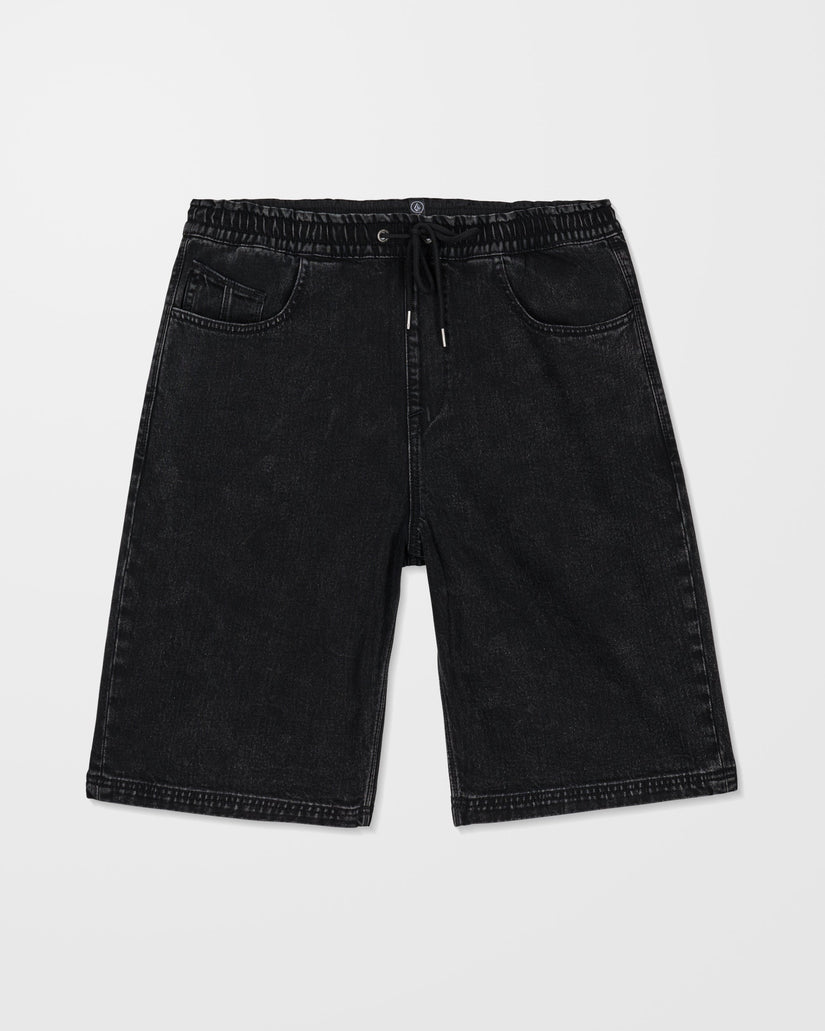 Freazy 22" Denim Elasticated Waist Shorts - Blackity Black