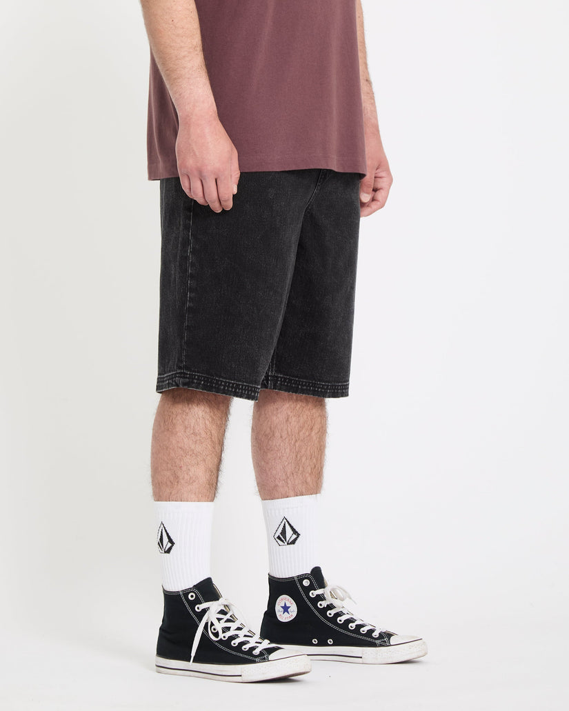 Freazy 22" Denim Elasticated Waist Shorts - Blackity Black