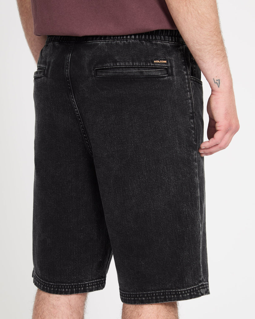 Freazy 22" Denim Elasticated Waist Shorts - Blackity Black