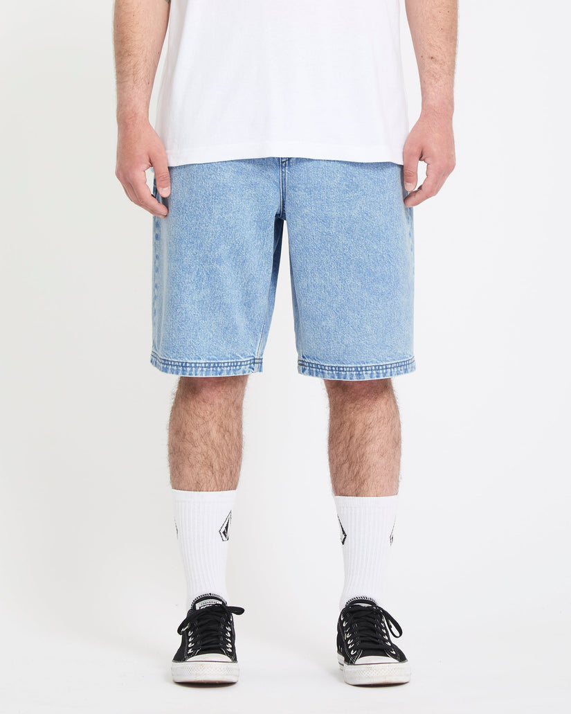 Freazy 22" Denim Elasticated Waist Shorts - Pale Aqua