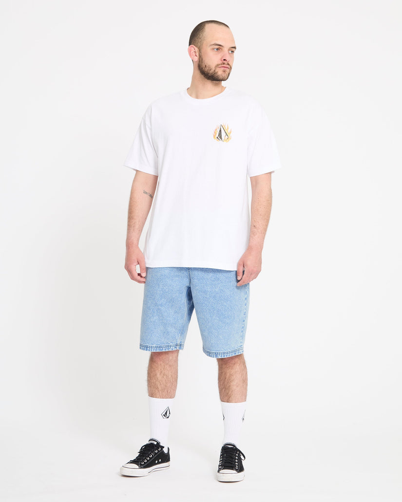 Freazy 22" Denim Elasticated Waist Shorts - Pale Aqua