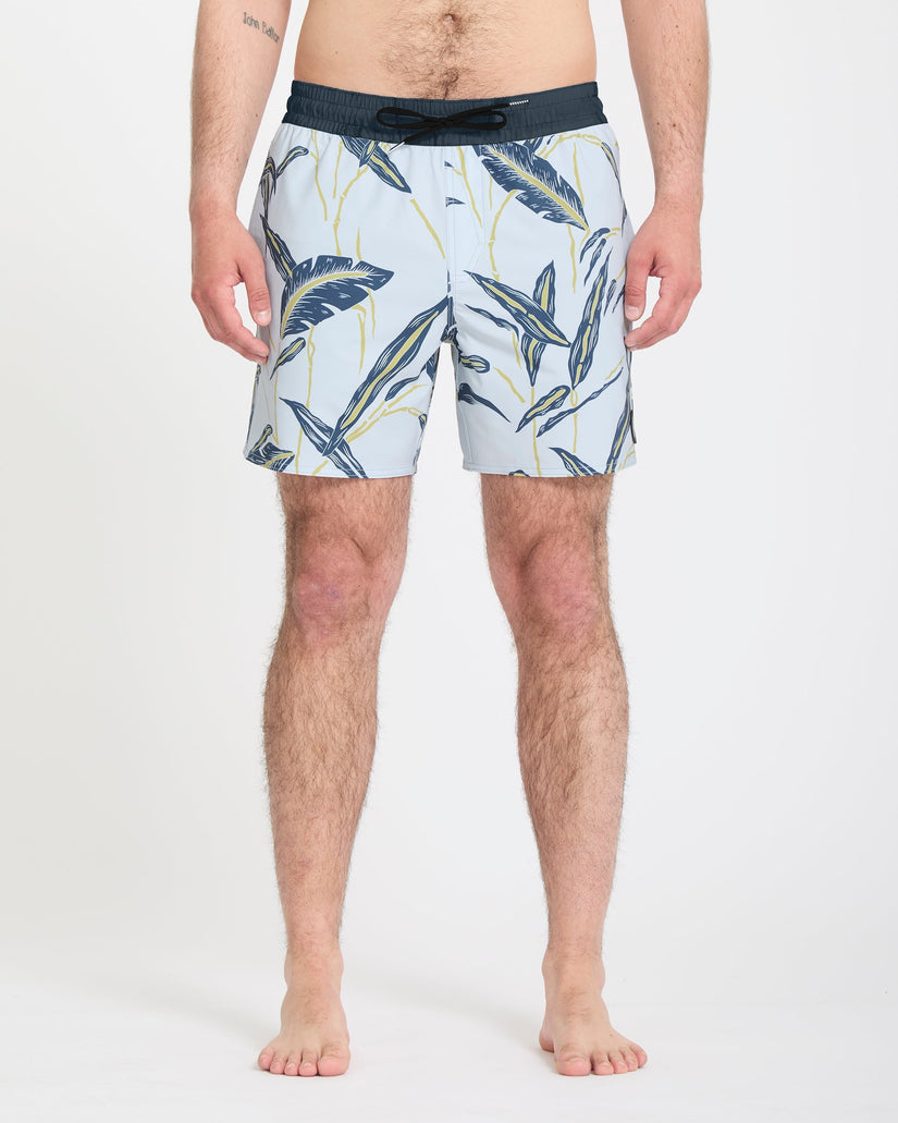 Lido Print Trunk 16" Boardshorts - Light Blue Acid