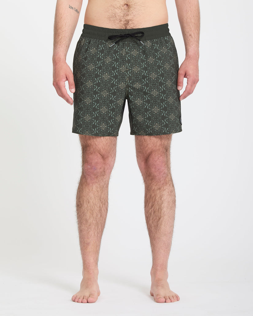 Lido Print Trunk 16" Boardshorts - Squadron Green