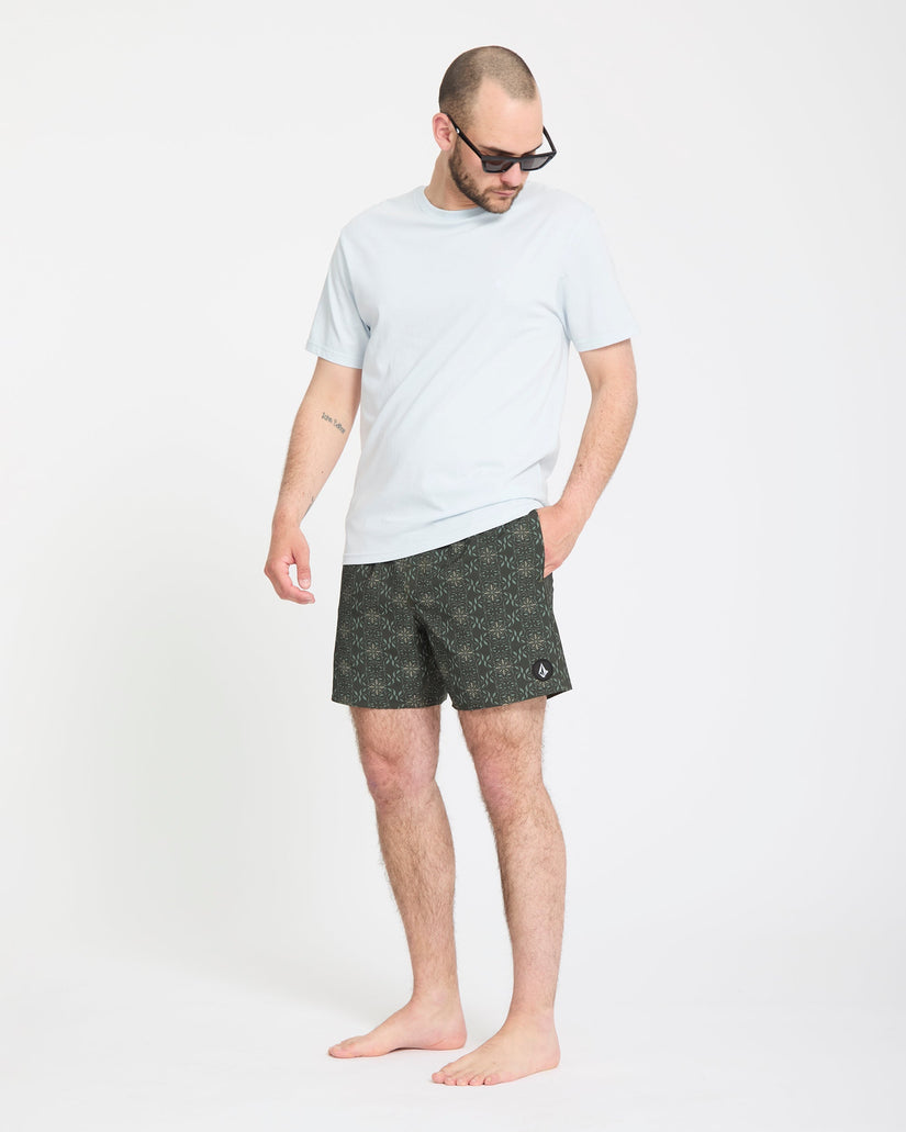 Lido Print Trunk 16" Boardshorts - Squadron Green