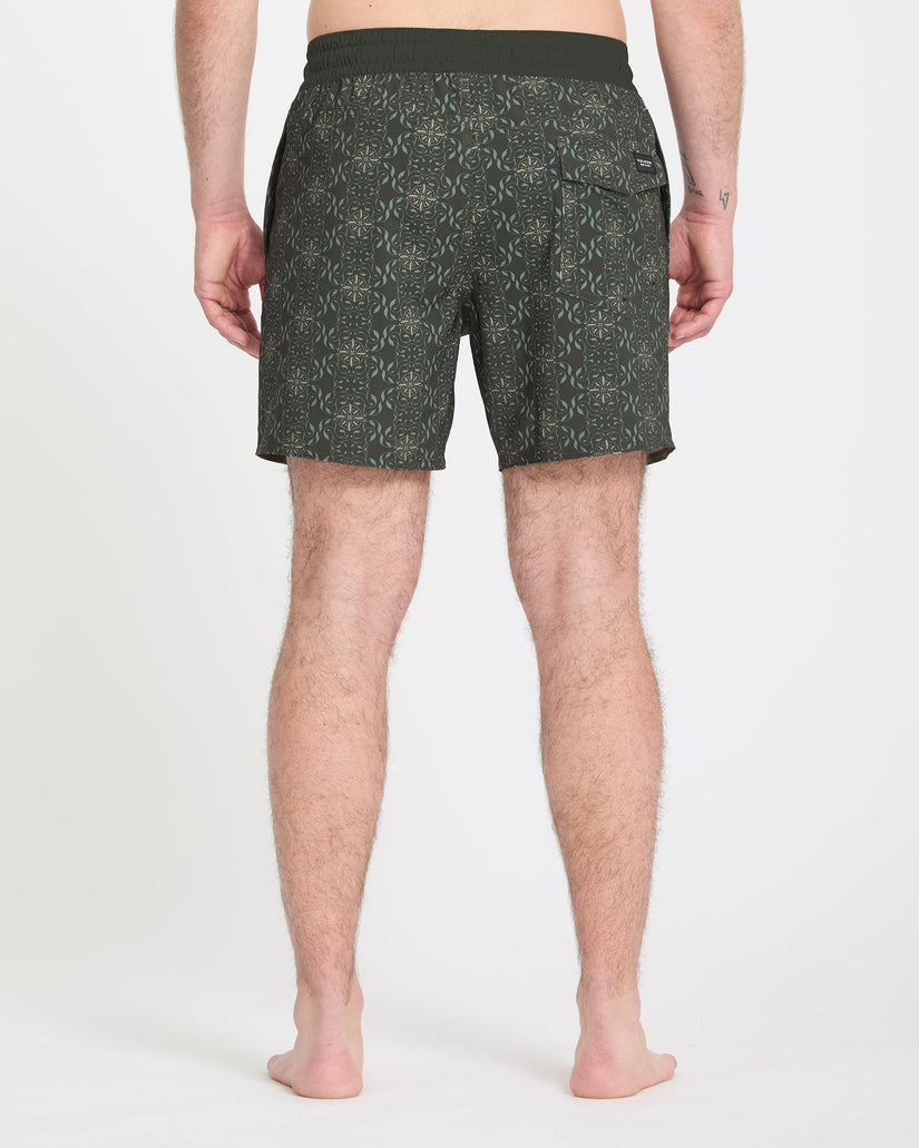 Lido Print Trunk 16" Boardshorts - Squadron Green
