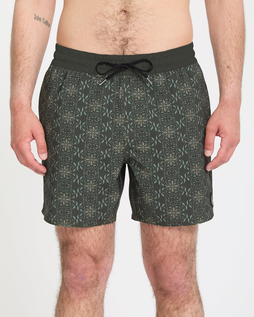 Lido Print Trunk 16" Boardshorts - Squadron Green