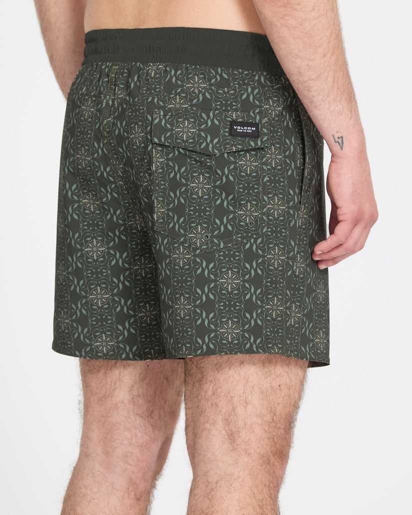 Lido Print Trunk 16" Boardshorts - Squadron Green