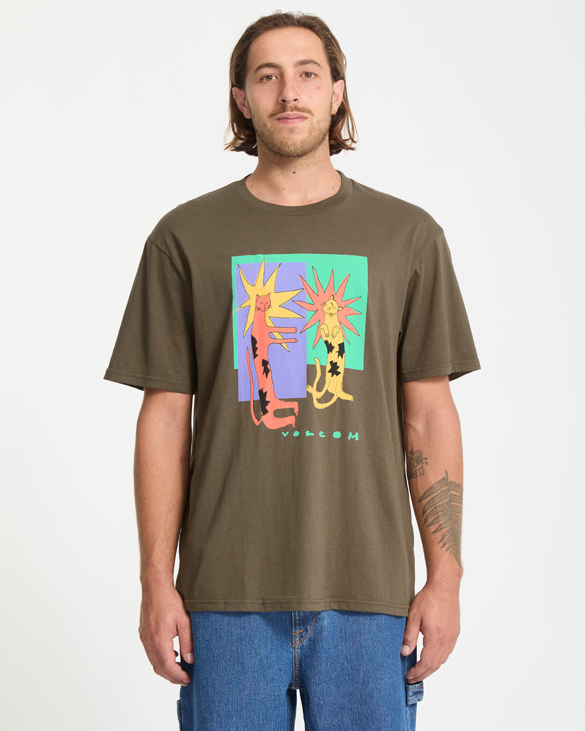 Longo Cats T-Shirt - Sage Leaf