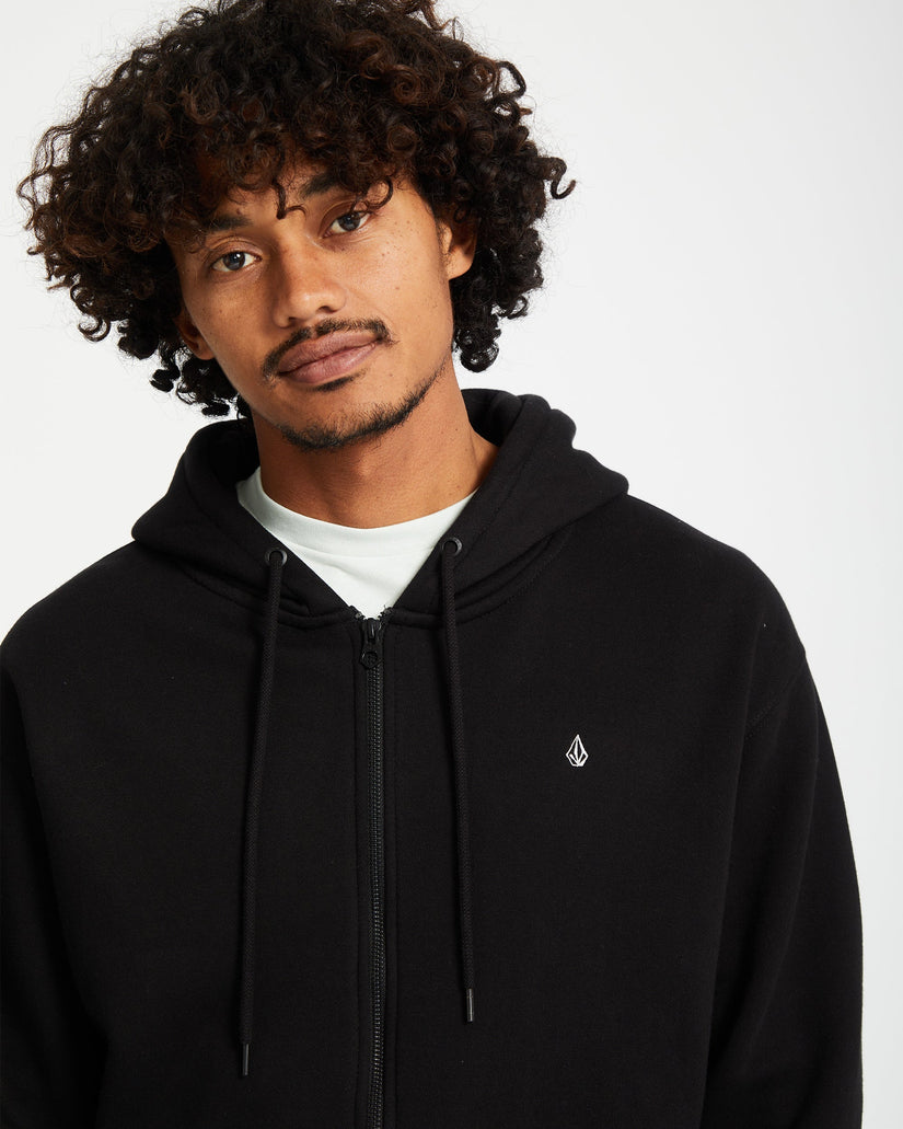 Single Stone Full Zip Kapuzenpullover - BLACK