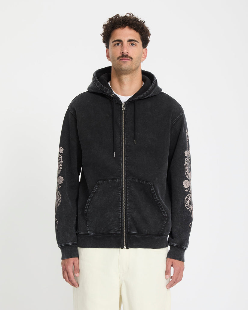 Die By The Stone Zip Hoodie - Light Acid Black