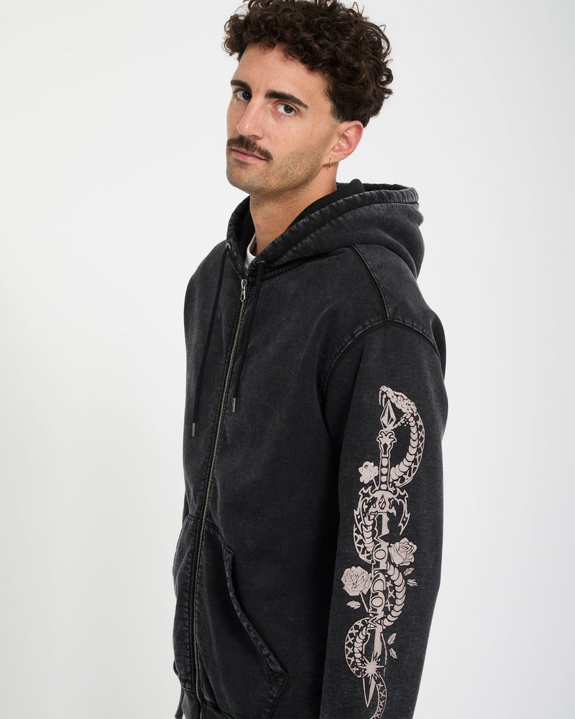 Die By The Stone Zip Hoodie - Light Acid Black