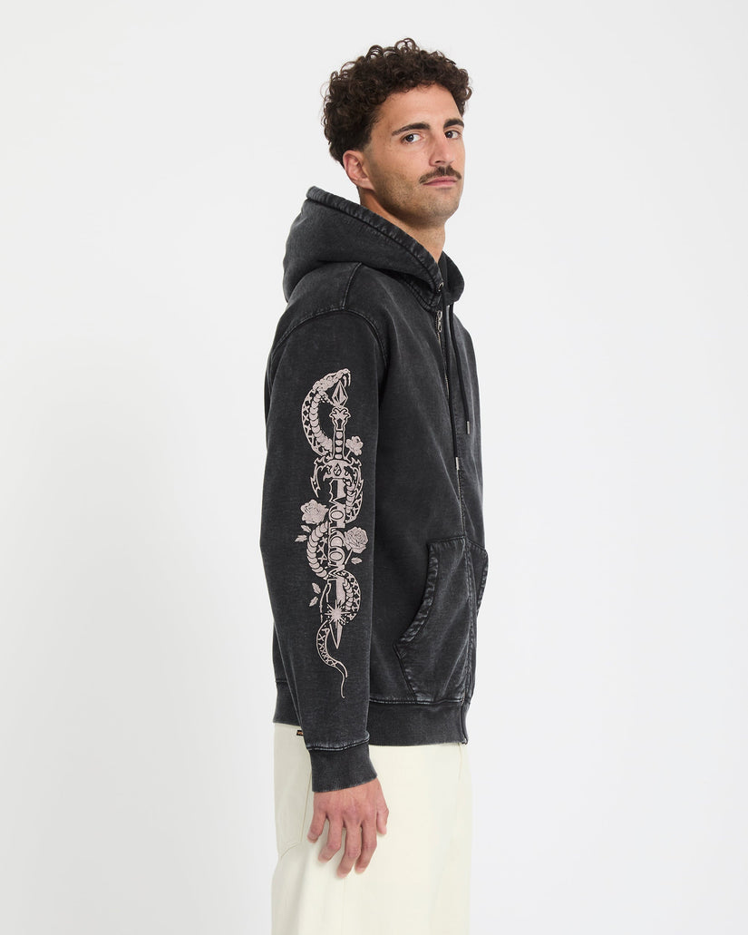 Die By The Stone Zip Hoodie - Light Acid Black