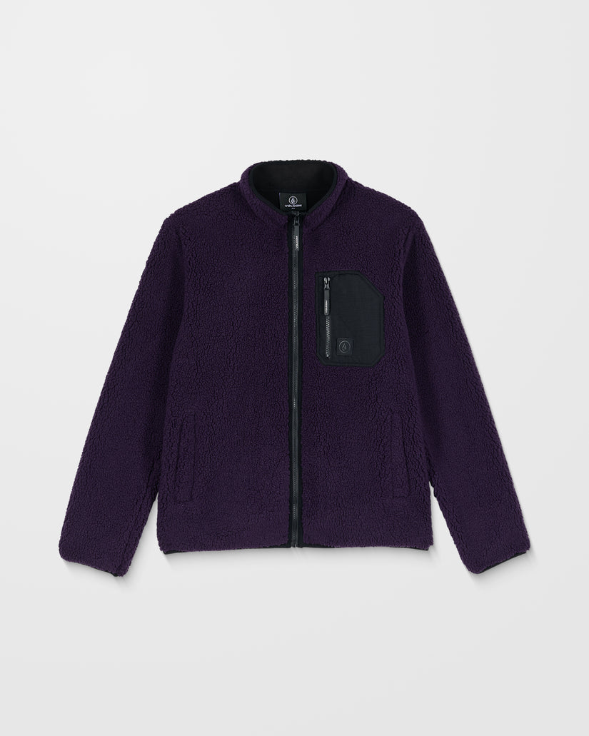 Muzzer Fuzzar Zip-Sherpa-Sweatshirt - Dark Purple