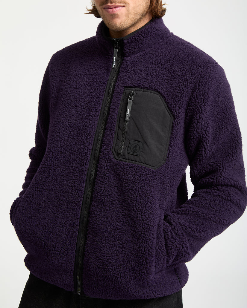 Muzzer Fuzzar Zip-Sherpa-Sweatshirt - Dark Purple