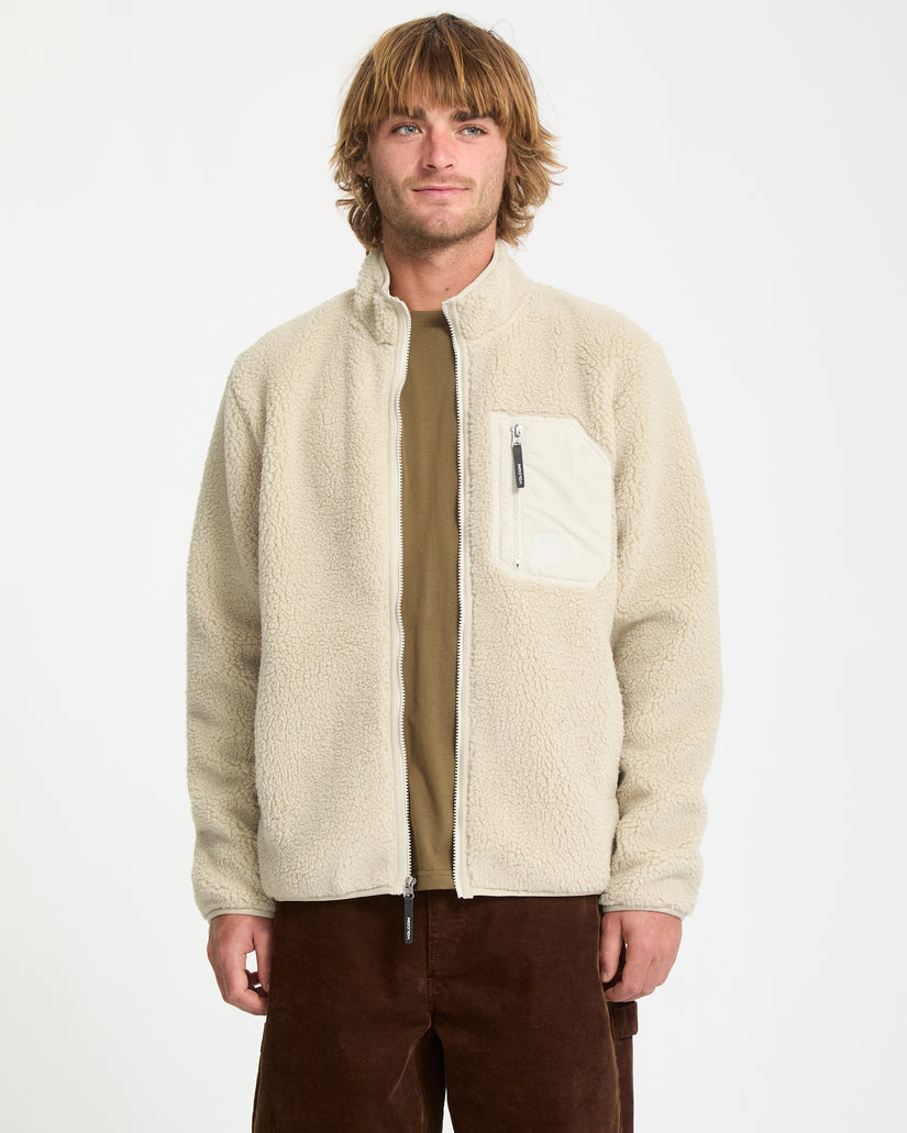 Muzzer Fuzzar Zip-Sherpa-Sweatshirt - Stone