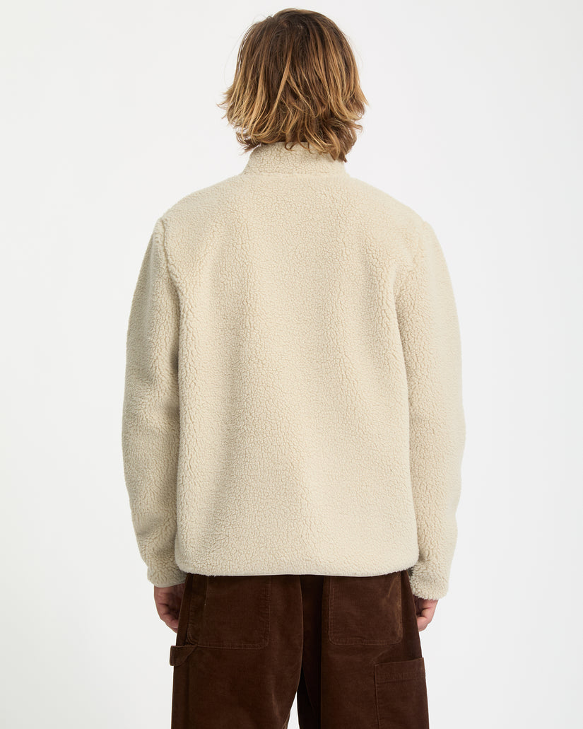 Muzzer Fuzzar Zip-Sherpa-Sweatshirt - Stone