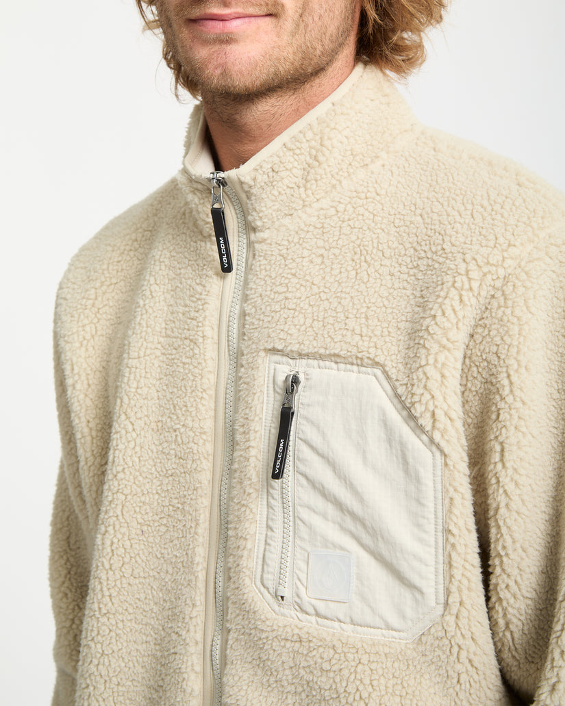 Muzzer Fuzzar Zip-Sherpa-Sweatshirt - Stone