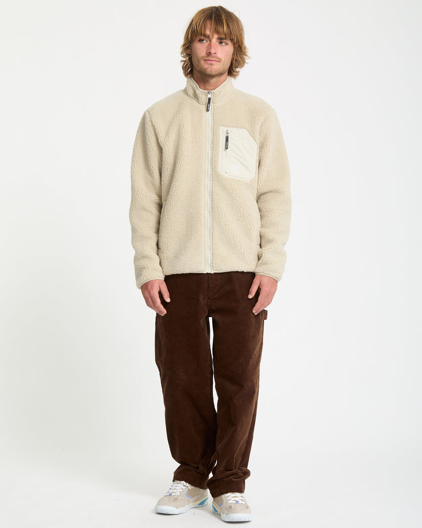 Muzzer Fuzzar Zip-Sherpa-Sweatshirt - Stone