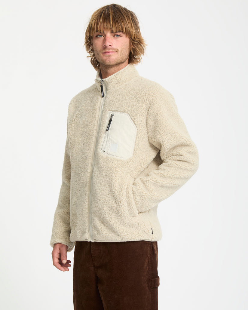 Muzzer Fuzzar Zip-Sherpa-Sweatshirt - Stone