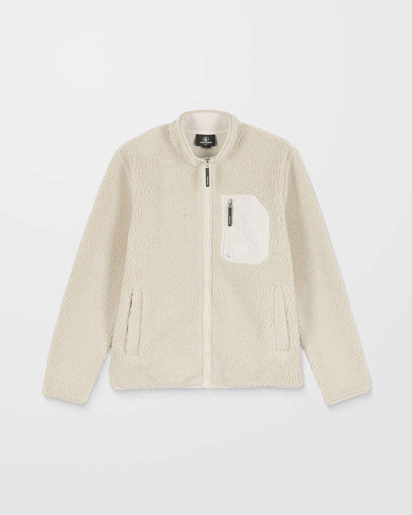 Muzzer Fuzzar Zip-Sherpa-Sweatshirt - Stone