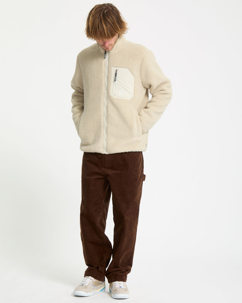 Muzzer Fuzzar Zip-Sherpa-Sweatshirt - Stone