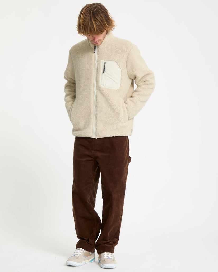 Muzzer Fuzzar Zip-Sherpa-Sweatshirt - Stone