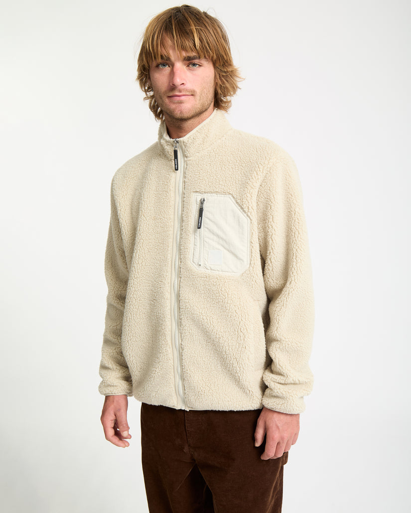 Muzzer Fuzzar Zip-Sherpa-Sweatshirt - Stone