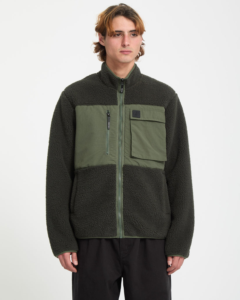 Storm Stone Zip Sherpa Sweatshirt - Rinsed Black