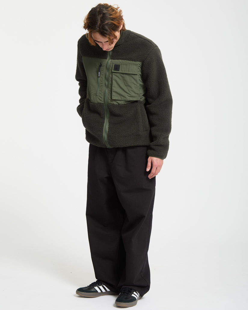 Storm Stone Zip Sherpa Sweatshirt - Rinsed Black