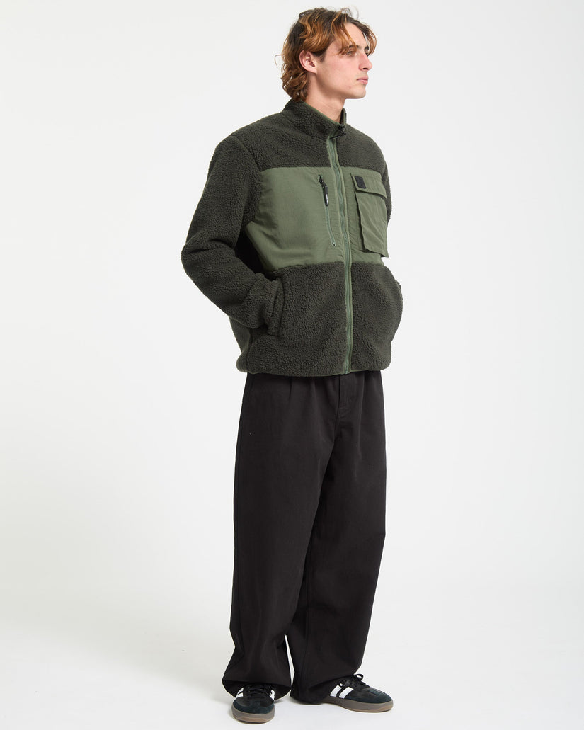 Storm Stone Zip Sherpa Sweatshirt - Rinsed Black