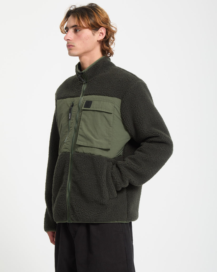 Storm Stone Zip Sherpa Sweatshirt - Rinsed Black