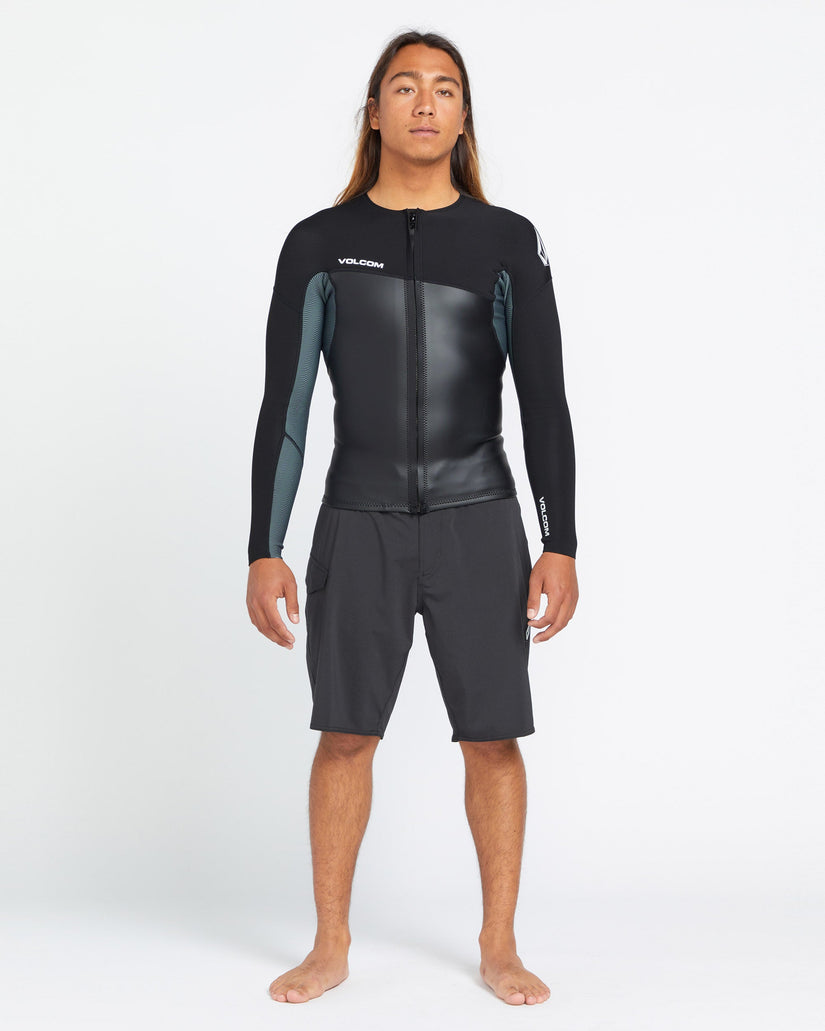 1.5Mm Front Zip Neoprene Jacke - BLACK