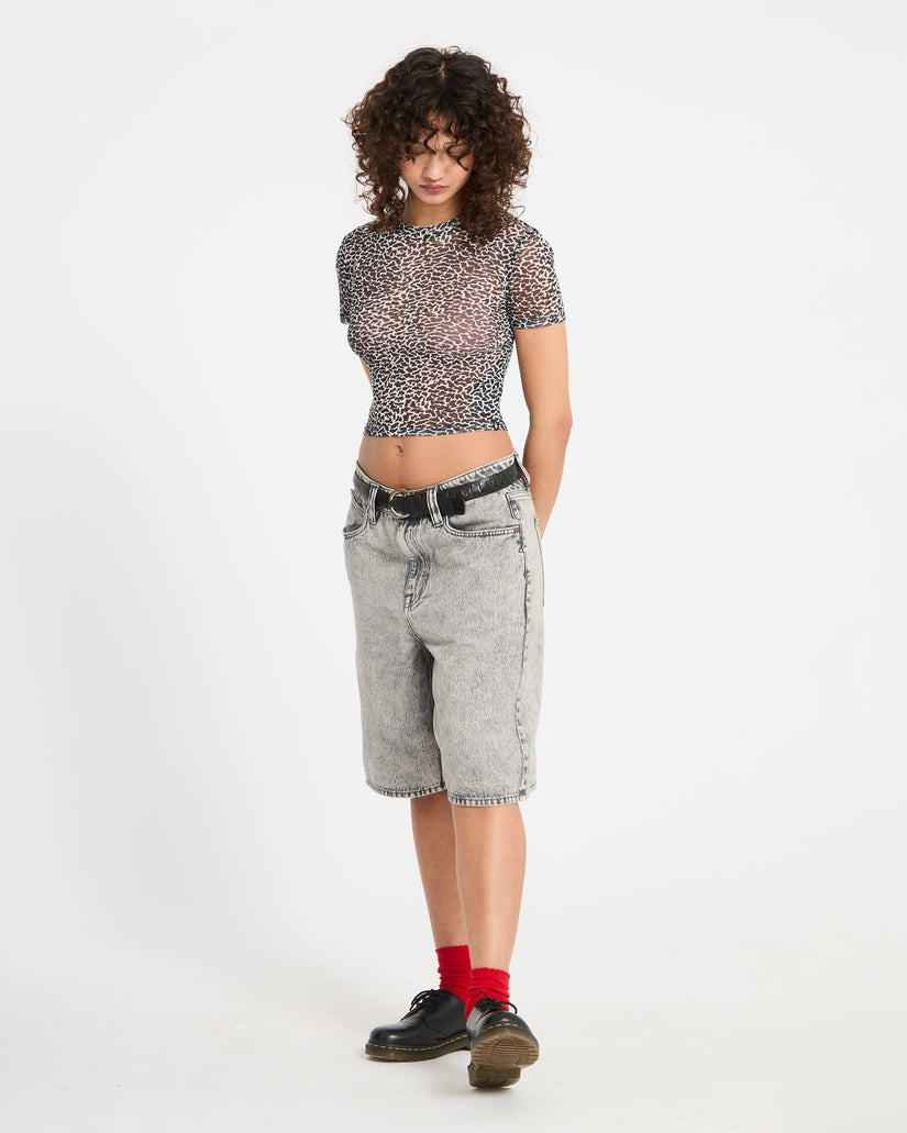 Rawly Knit Mesh Oberteil - Black White