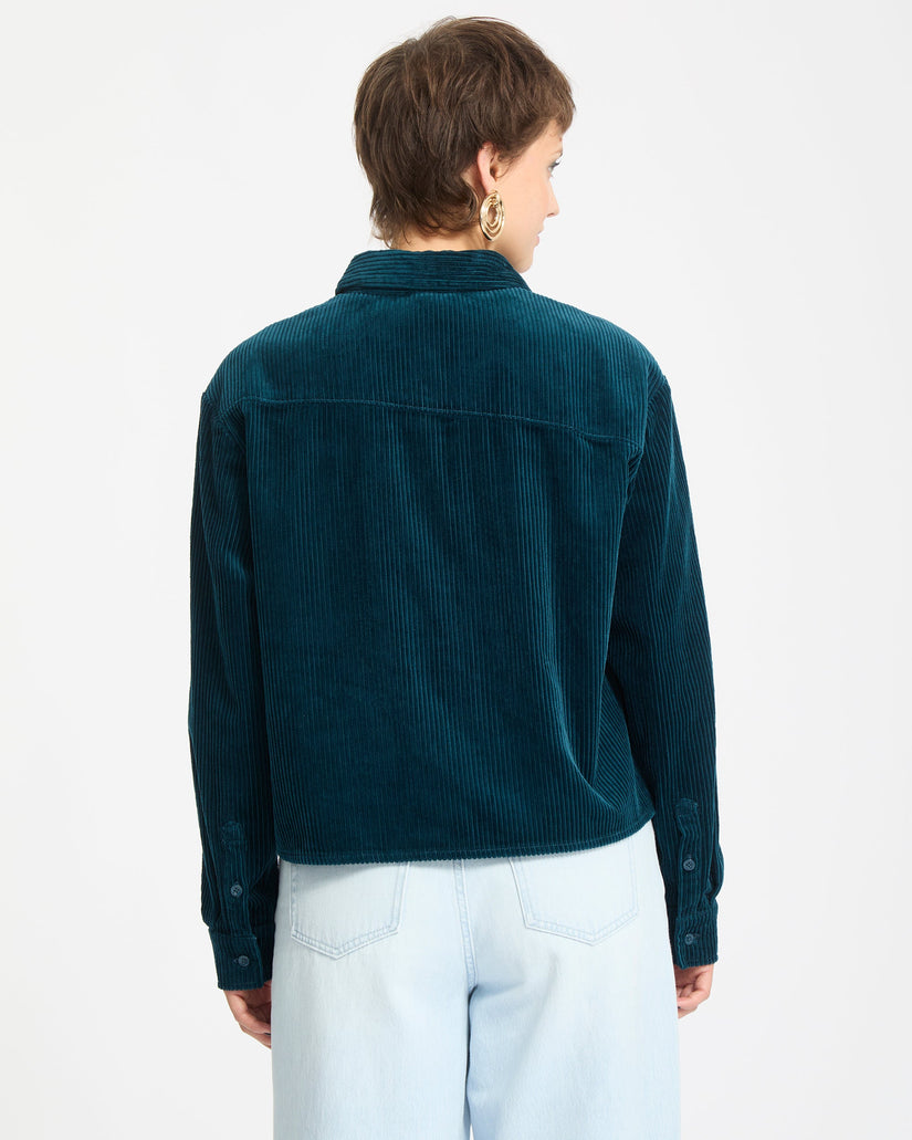 Weellow Cord-Hemd - Emerald Green