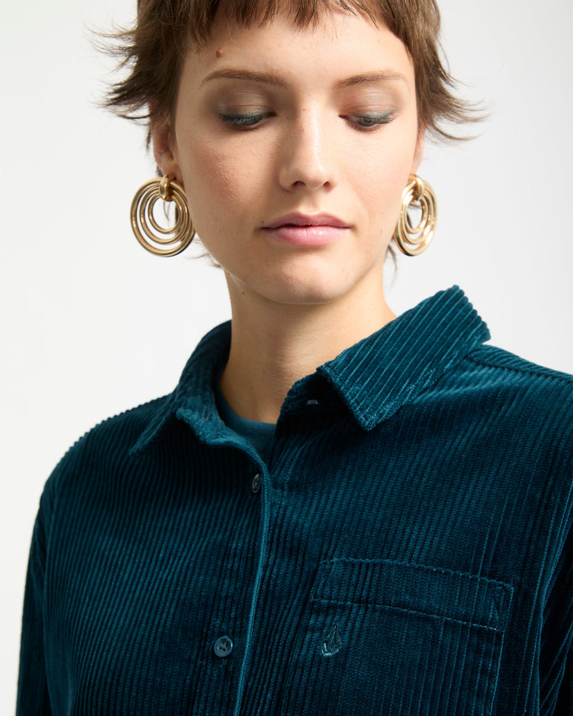 Weellow Cord-Hemd - Emerald Green