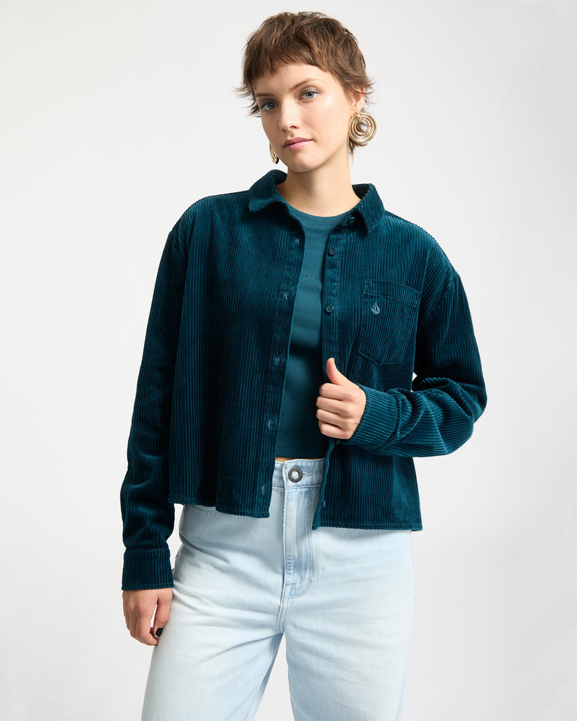 Weellow Cord-Hemd - Emerald Green