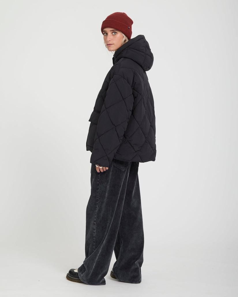 Out Of Boxy Puffer Jacke - Black