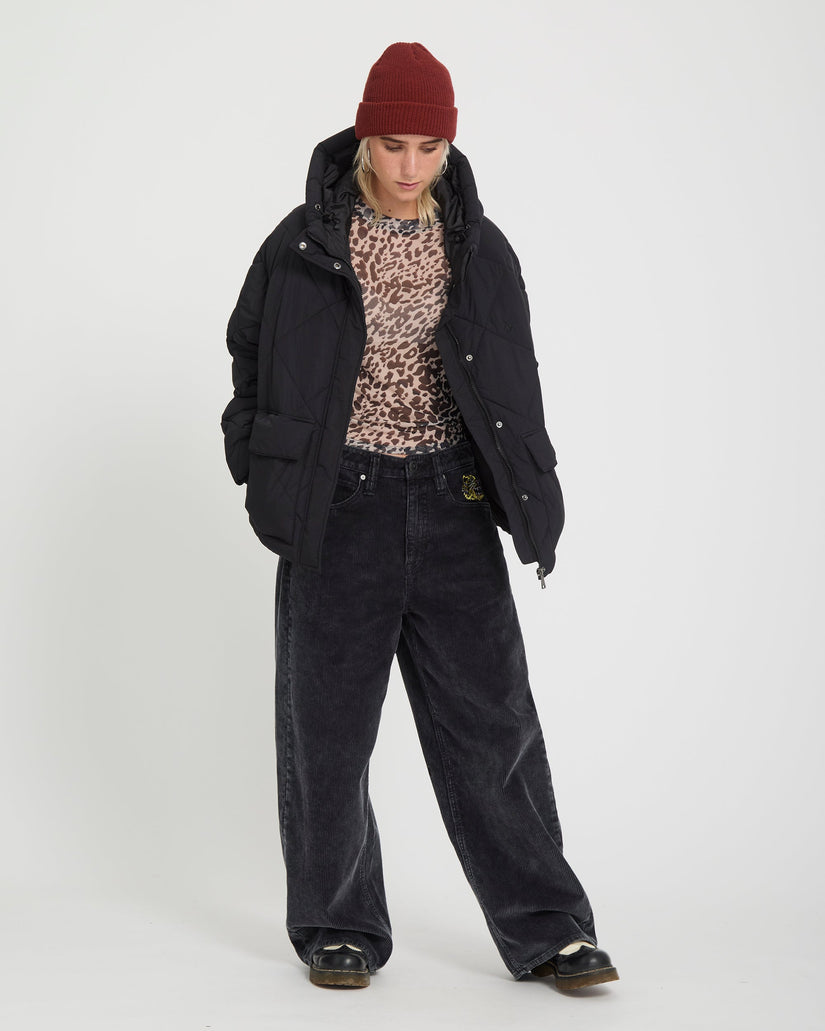 Out Of Boxy Puffer Jacke - Black